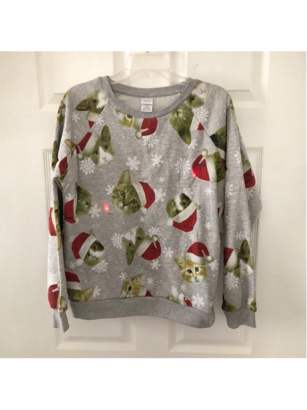 FREEZE Juniors Light Up Cat Christmas Sweatshirt M (7-9) Festive Holiday NWT